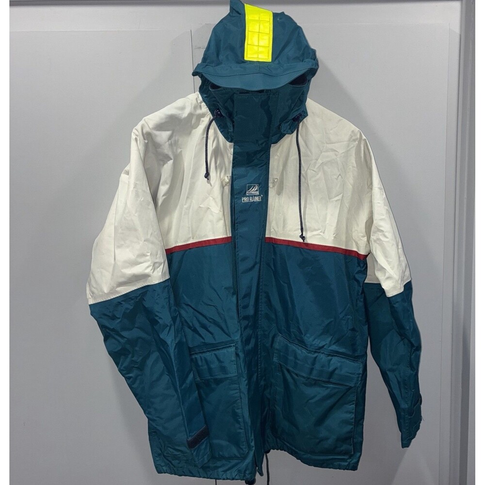 EUC Vintage Pro Rainer Sailing Jacket Waterproof Marine Hooded PVC Gorpcore Tech